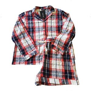 NWT Pretty Little Thing Flannel Plaid PJ Set Size XL Top 2X Shorts Pajamas